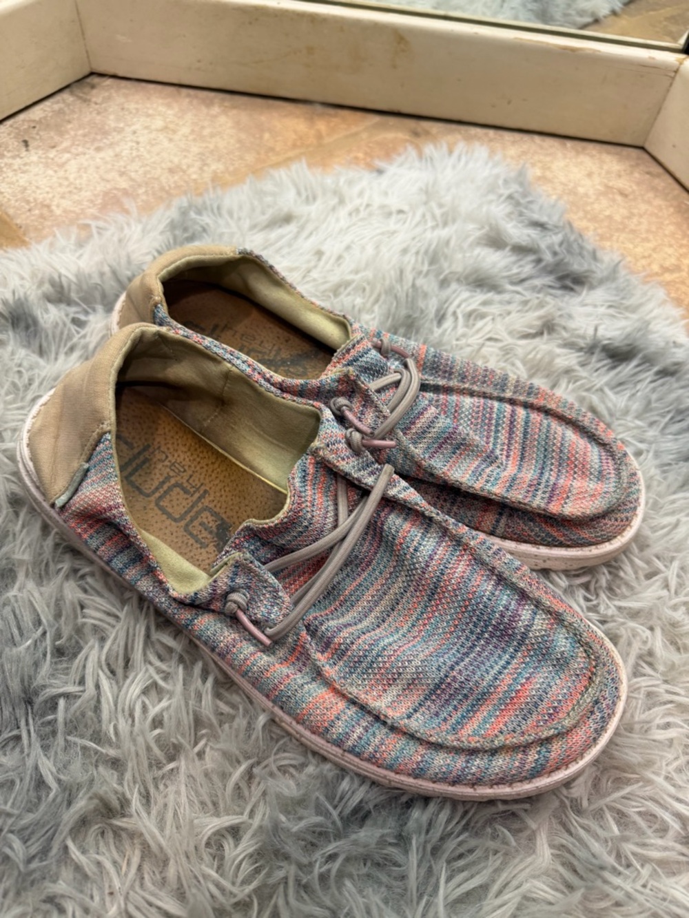 Sunset Pink Striped Wendy Sox Hey Dude Shoes